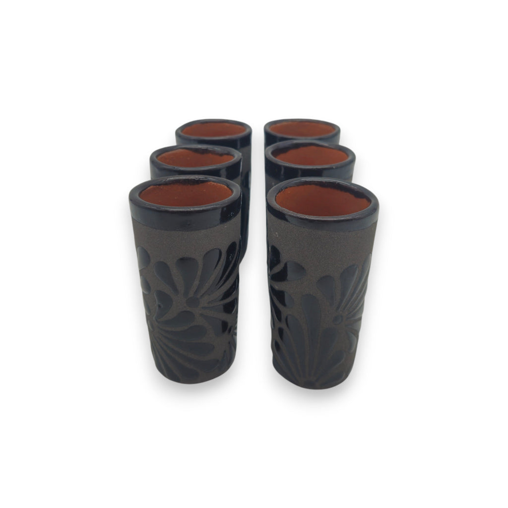 Matte Black Talavera Shot Glass | Mexican Ceramic Barware